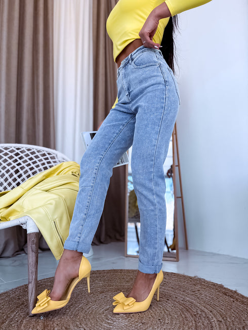 LIGHT BLUE, REGULAR FIT pants "DELICIOUS" T253-4